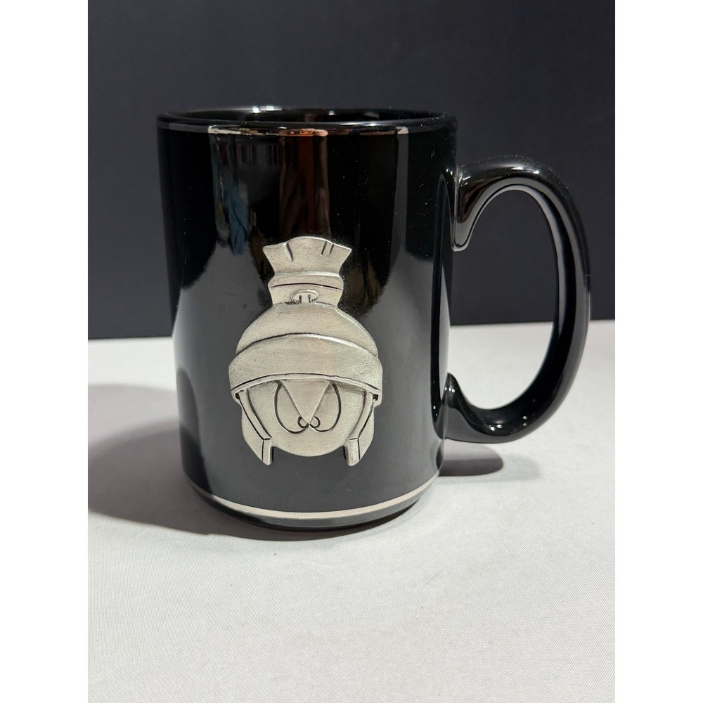 Looney Tunes Marvin the Martian Black Ceramic Mug with Raised Metal Emblem